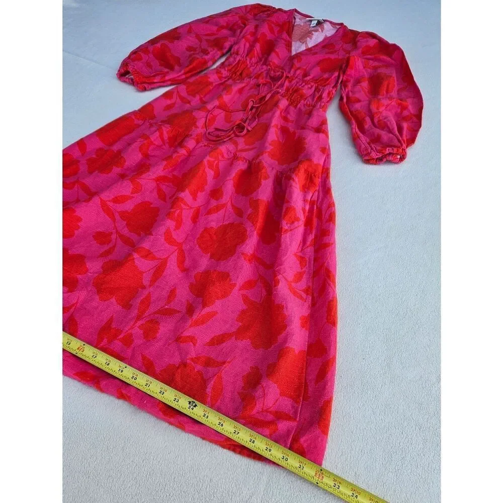 Kate Spade Classic Rose Linen V-Neck Dress Size XXS